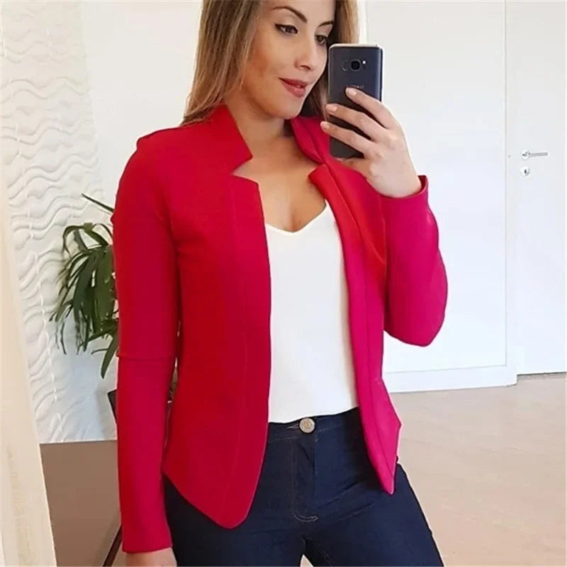 Women Thin White Blazers Spring 2024 Female Summer Blazer Long Sleeve Open Stitch OL Womens Slim Coats Femme Ladies Black Tops