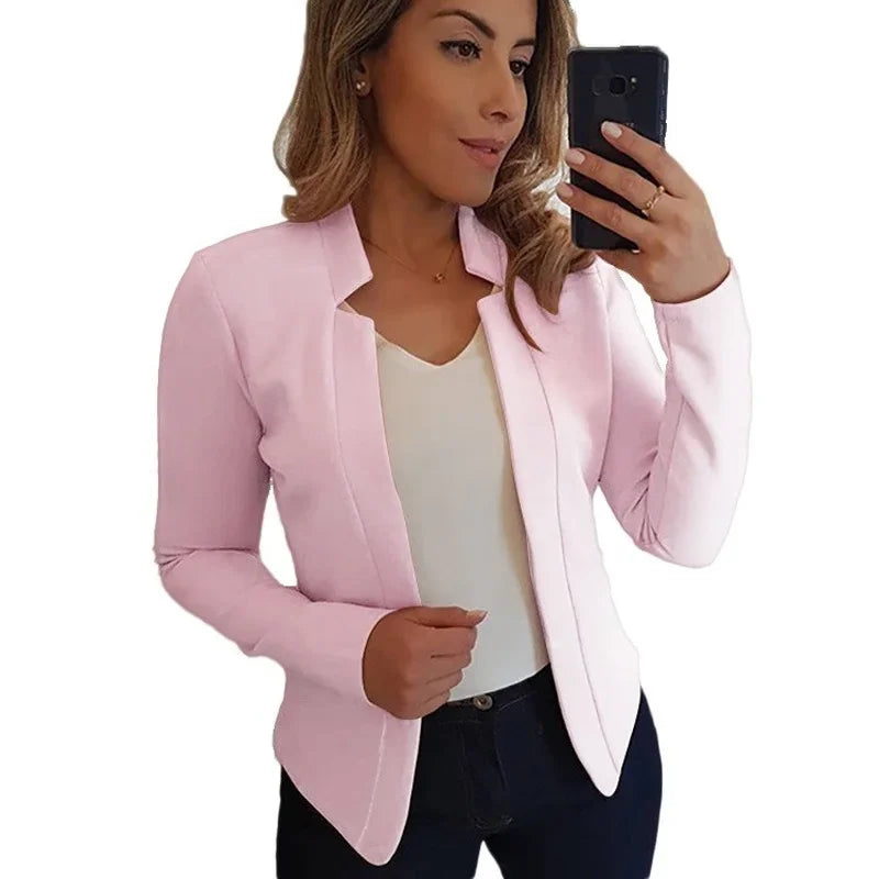 Women Thin White Blazers Spring 2024 Female Summer Blazer Long Sleeve Open Stitch OL Womens Slim Coats Femme Ladies Black Tops