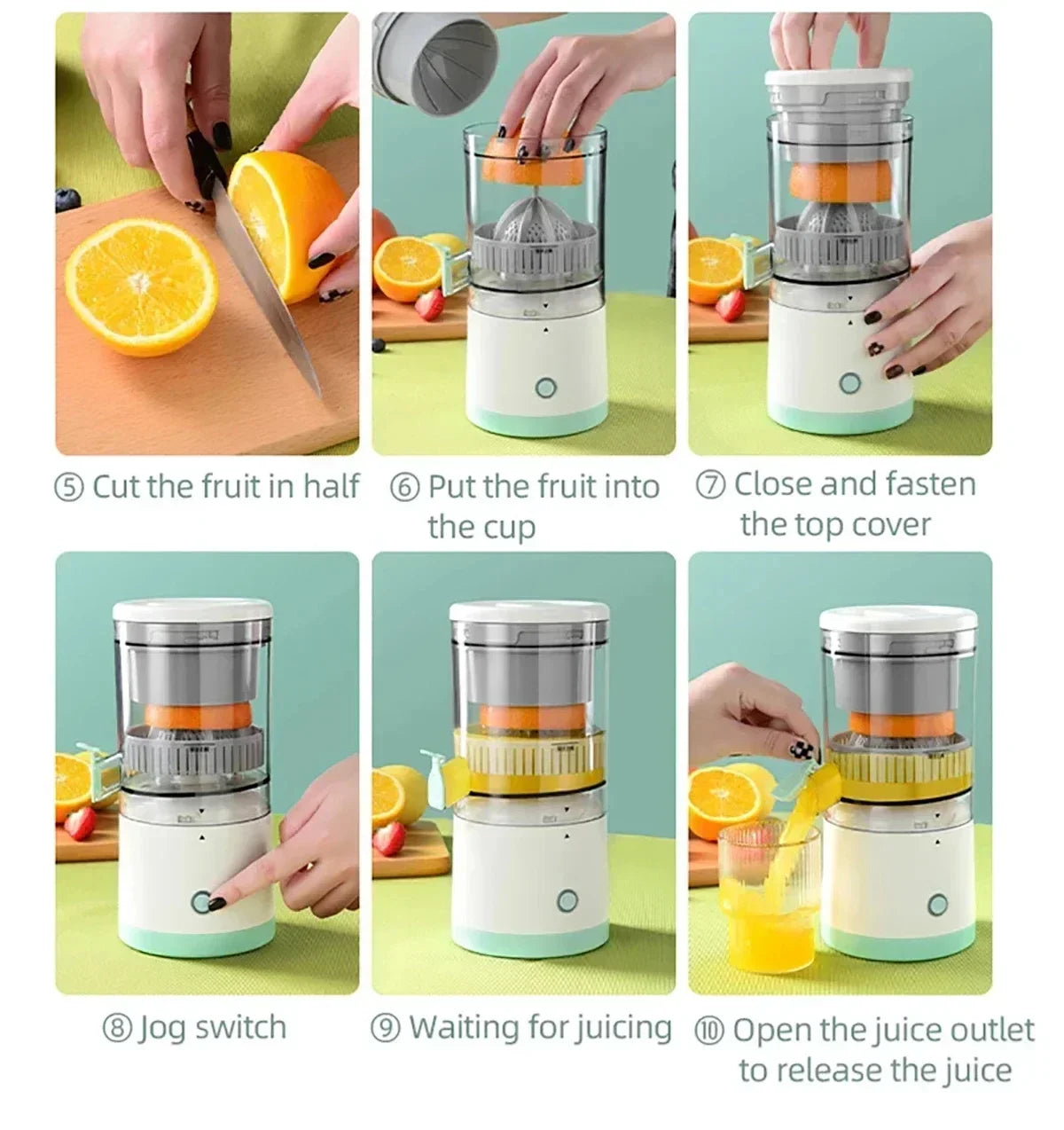 Electric Juicer Juice Cup Citrus Orange Lemon Squeezer USB Charging Kitchen Fruit Juicer Blender Fresh Separator Press Machine