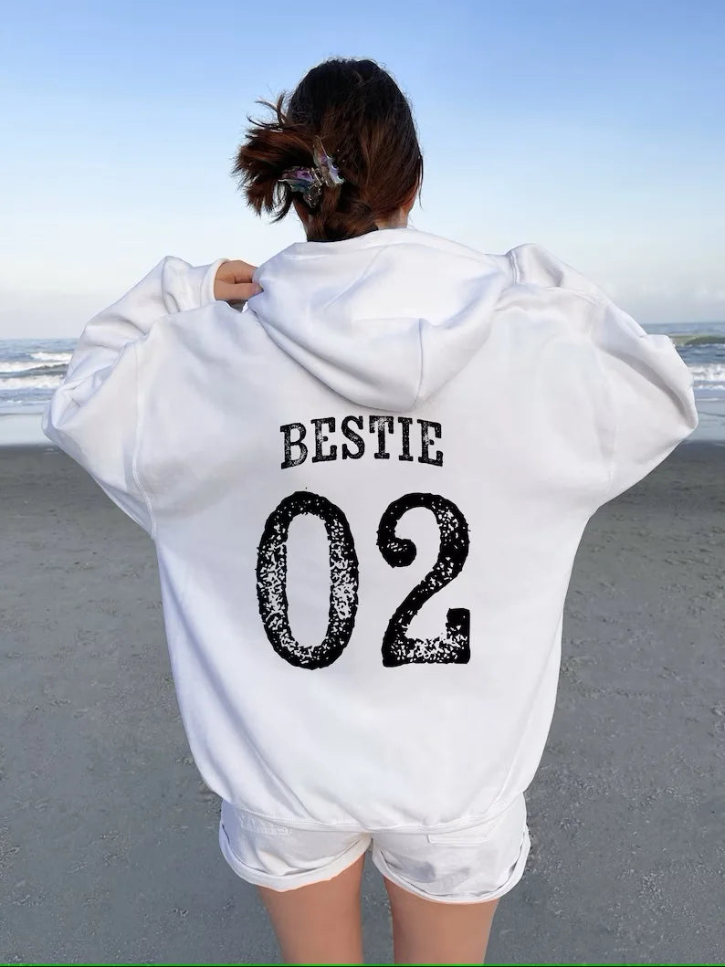 BFF Matching Best Friend Birthday Hoodies Women's Best Friend Bestie Sweatshirt Funny Coquette Pullover Top BFF Gifts For Girls