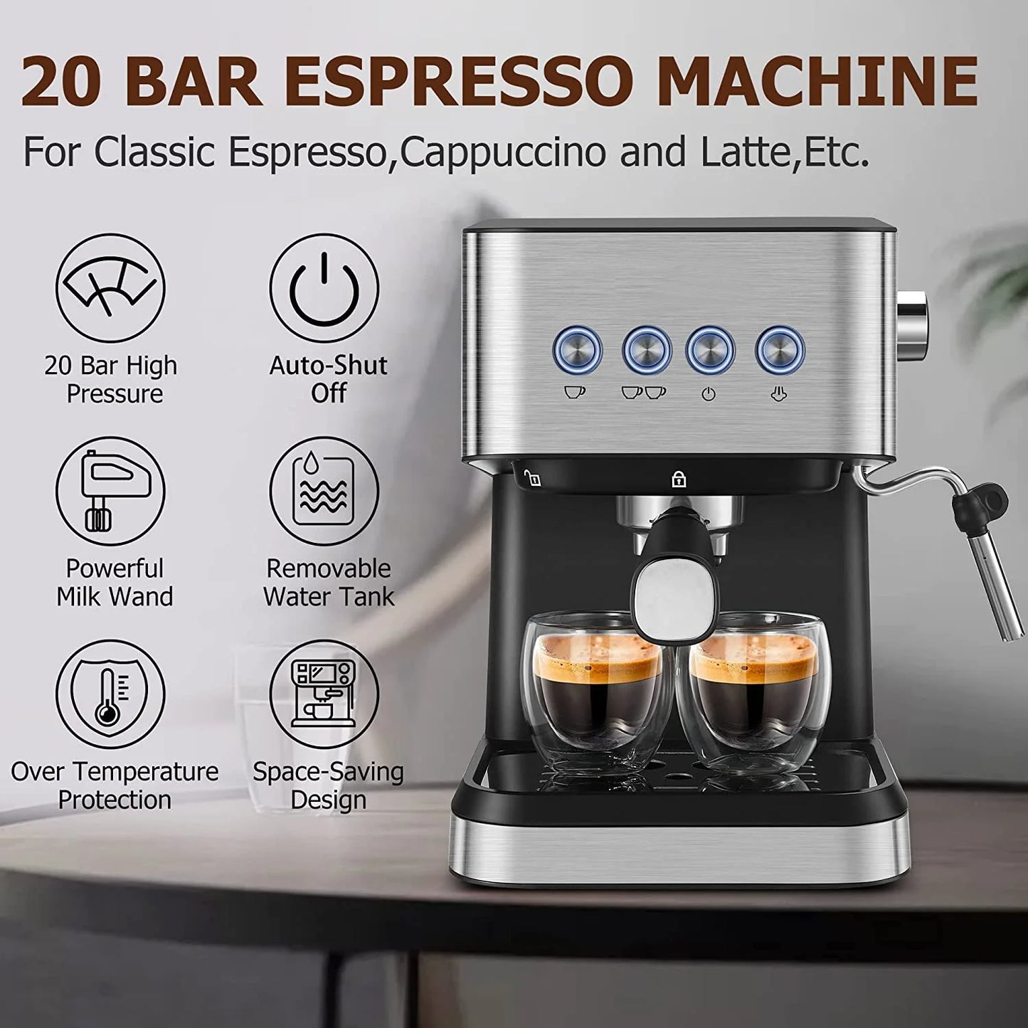 Italian Automatic Semi-automatic Concentrated Extraction Milk Foam Household Office Small Coffee Machine