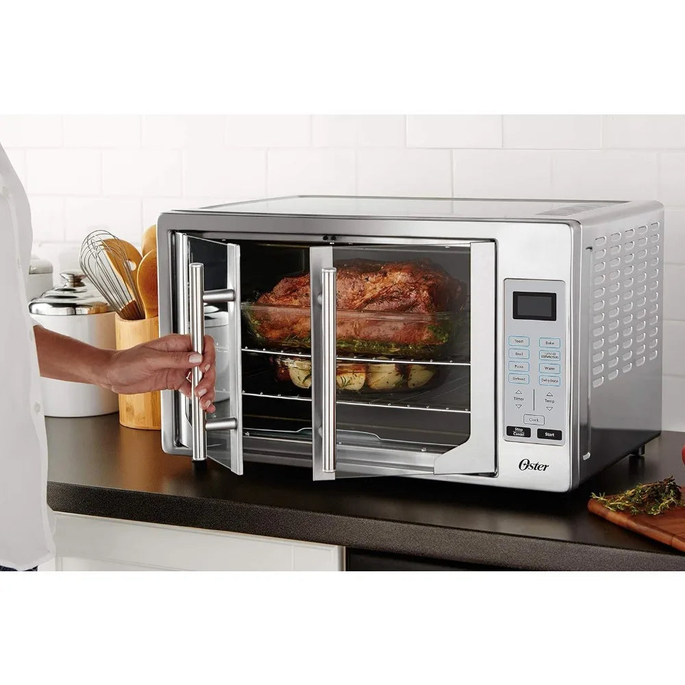 Oster Convection Oven, 8-in-1 Countertop Toaster Oven, XL Fits 2 16" Pizzas, Stainless Steel French Door