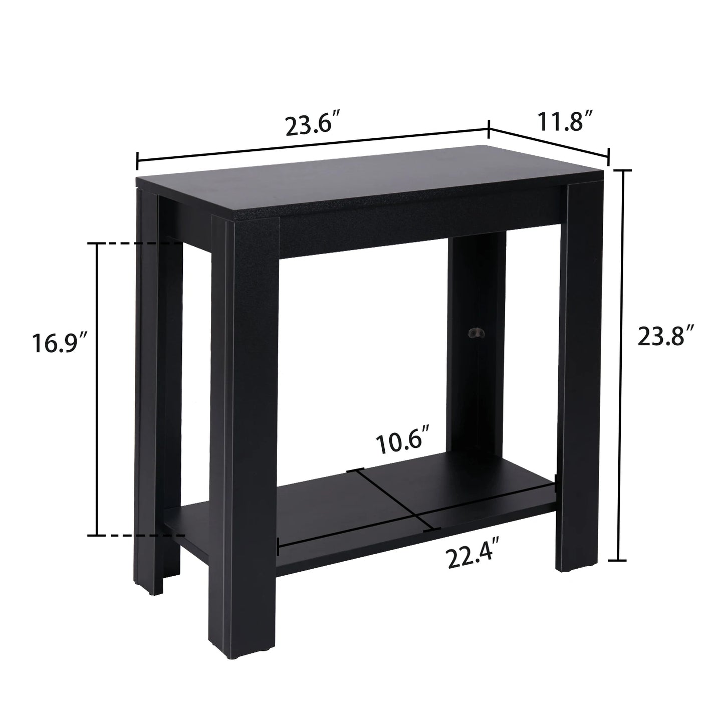 Narrow Sofa Side Table with 2-Tier Open Storage Spaces Modern Living Room Offices End Table Nightstand for Condos, Apartment