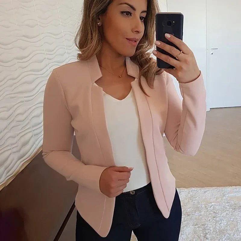 Women Thin White Blazers Spring 2024 Female Summer Blazer Long Sleeve Open Stitch OL Womens Slim Coats Femme Ladies Black Tops