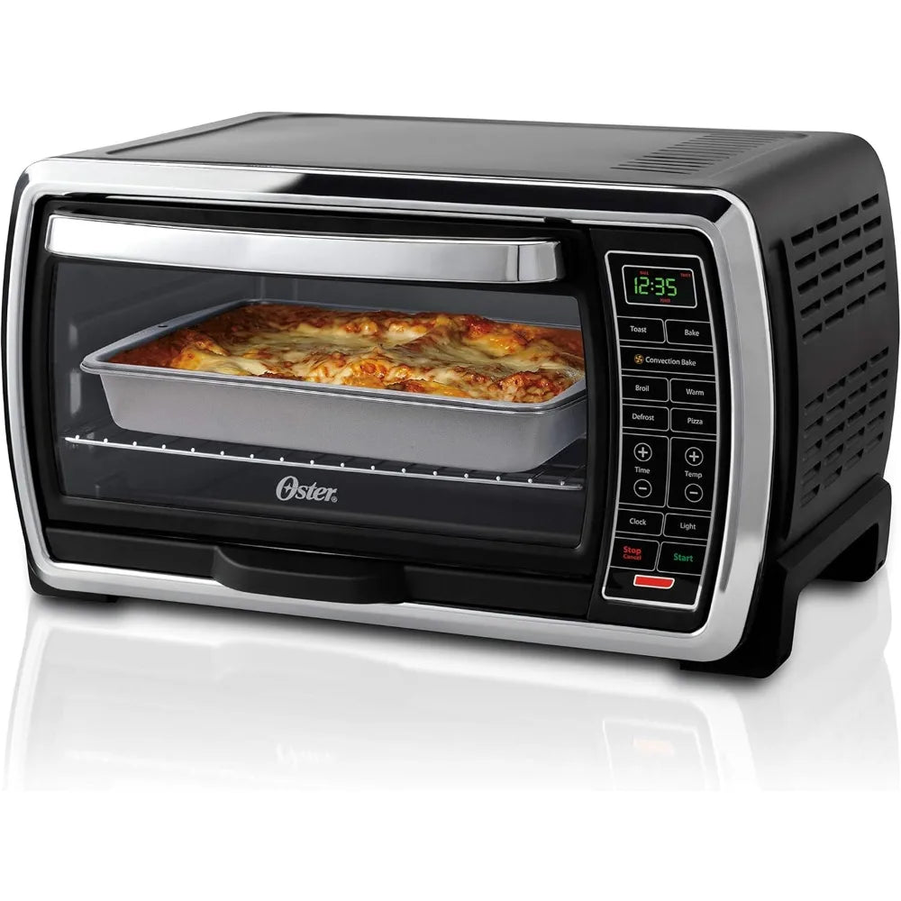 Oster Toaster Oven | Digital Convection Oven, Large 6-Slice Capacity, Black/Polished Stainless， microwave ovens