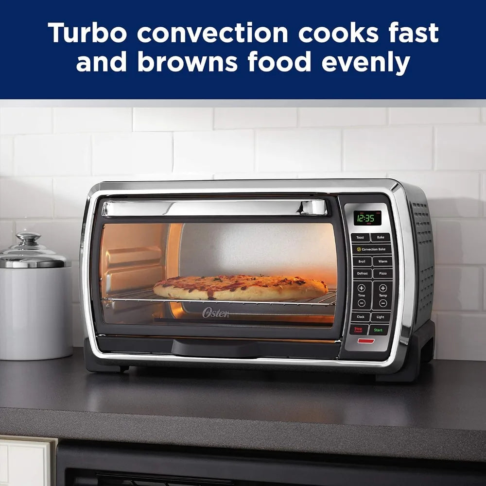 Oster Toaster Oven | Digital Convection Oven, Large 6-Slice Capacity, Black/Polished Stainless， microwave ovens